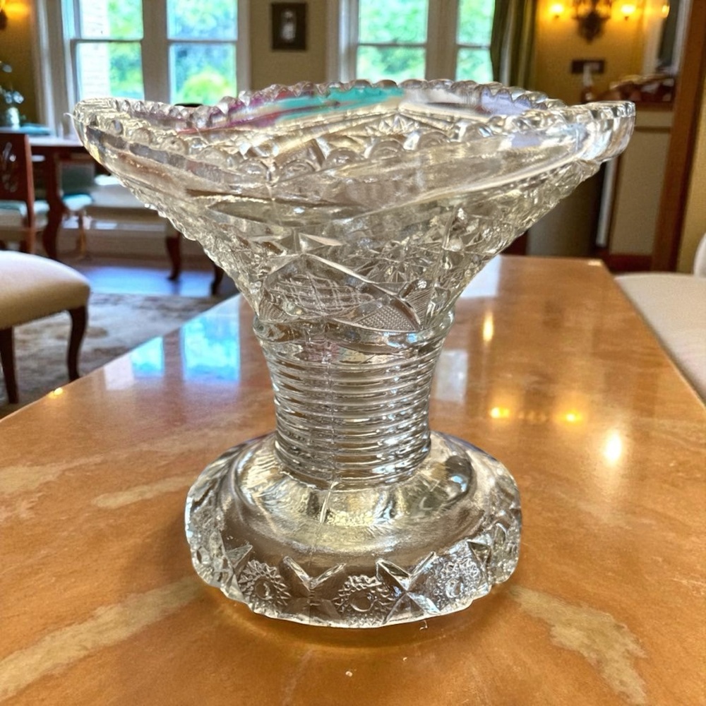 VTG McKee Glass Concord Pressed Clear Glass Punch Bowl Stand Pedestal Base